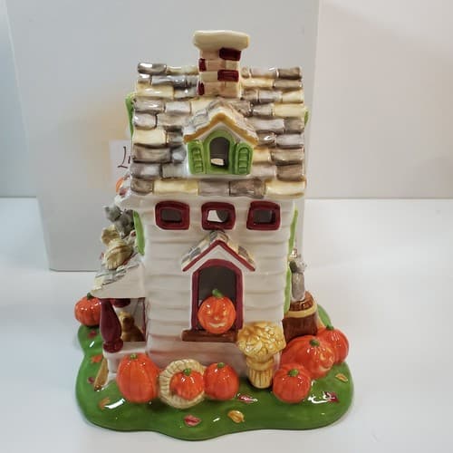 Avon 2002 Luminous Treasures Autumn's Glow Tealight House Harvest Theme Fall Cat - Thumbnail 8