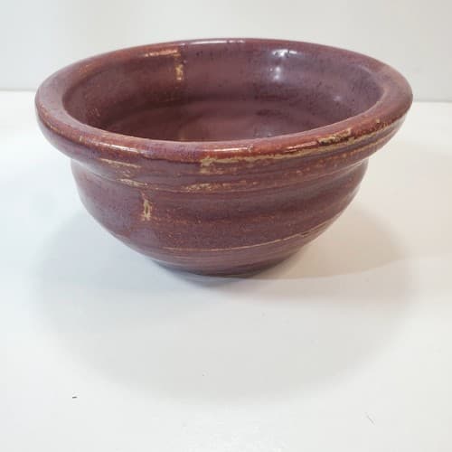 Small Hand Thrown Purple Glazed Art Pottery Bowl Pot Artist Signed JG - Thumbnail 2