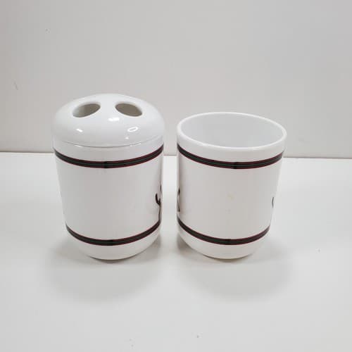 Vtg White Plastic Santa Claus Reindeer Christmas Bathroom Toothbrush Holder Cup - Thumbnail 6