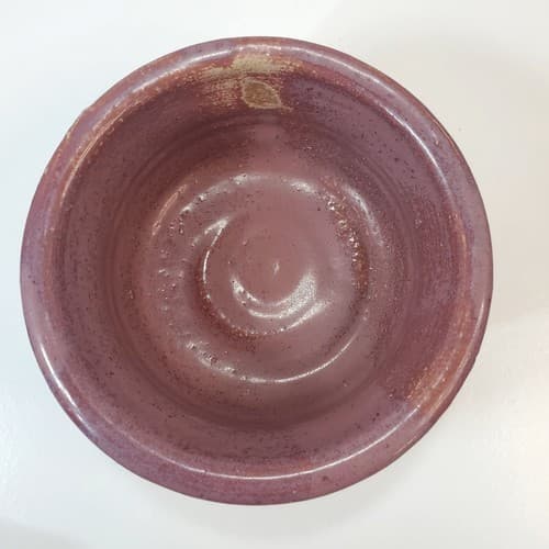 Small Hand Thrown Purple Glazed Art Pottery Bowl Pot Artist Signed JG - Thumbnail 4