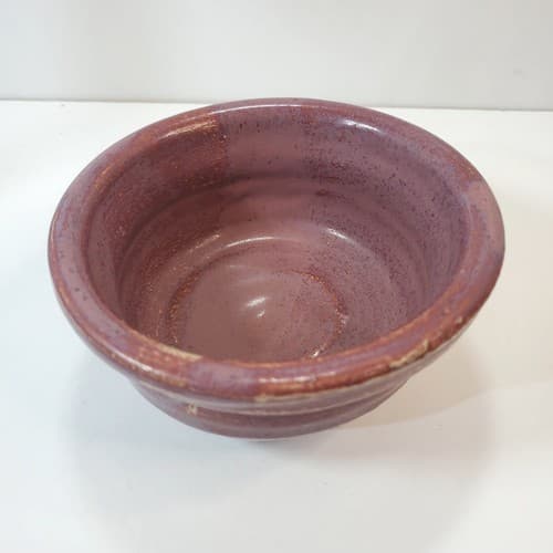 Small Hand Thrown Purple Glazed Art Pottery Bowl Pot Artist Signed JG