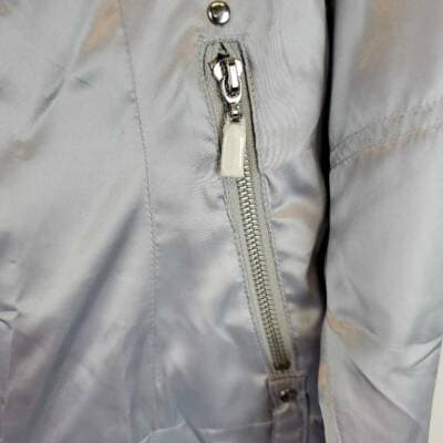 Pamela Mccoy Womens Windbreaker Jacket Silver Metallic Lined Zip Up XS New - Thumbnail 2