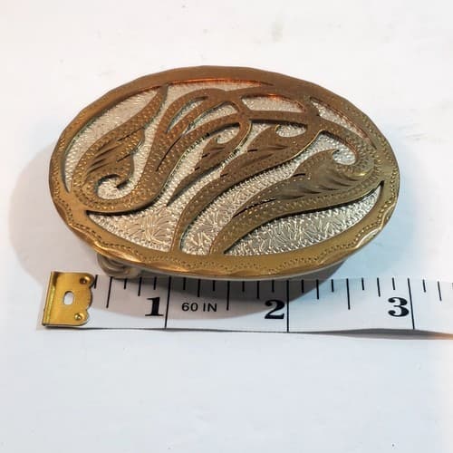 Vintage R&B Colorado Belt Buckle Hand Crafted German Silver Inlay Design 1980's - Thumbnail 5