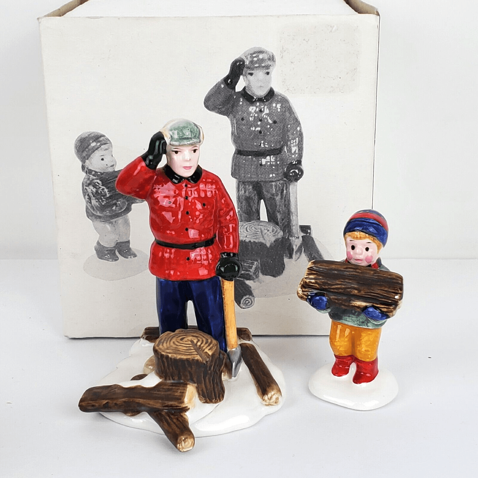 Vintage Dept Department 56 Snow Village Woodsman and Boy Figurines #51306