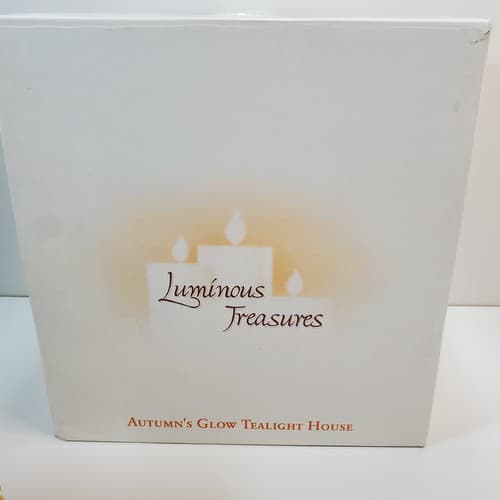 Avon 2002 Luminous Treasures Autumn's Glow Tealight House Harvest Theme Fall Cat - Thumbnail 11