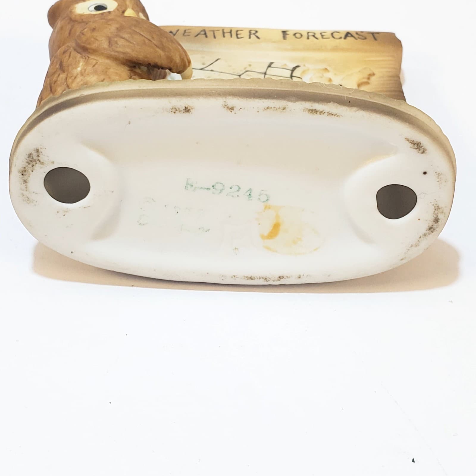 Vintage 1977 Ceramic Owl Weather Man Forecast Meteorologist Figurine Enesco Map - Thumbnail 3