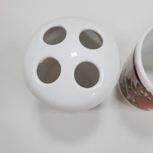 Vtg White Plastic Santa Claus Reindeer Christmas Bathroom Toothbrush Holder Cup - Thumbnail 4