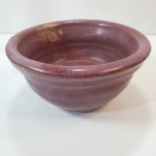 Small Hand Thrown Purple Glazed Art Pottery Bowl Pot Artist Signed JG - Thumbnail 3