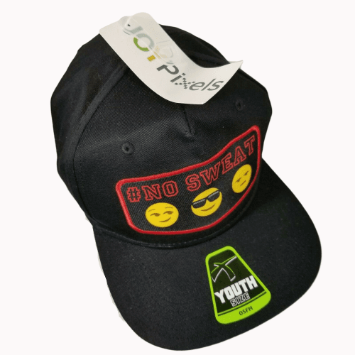 NO SWEAT Emoji Joy Pixels Ball Cap Hat Kids Youth Size OSFM Black NWT - Thumbnail 3