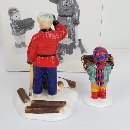 Vintage Dept Department 56 Snow Village Woodsman and Boy Figurines #51306 - Thumbnail 4