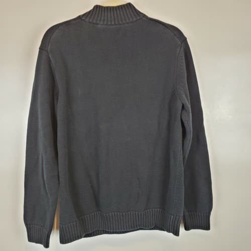 Mens Chaps 1/4 Zip Pull Over Sweater Navy Blue w White & Red Design Size Medium - Thumbnail 6