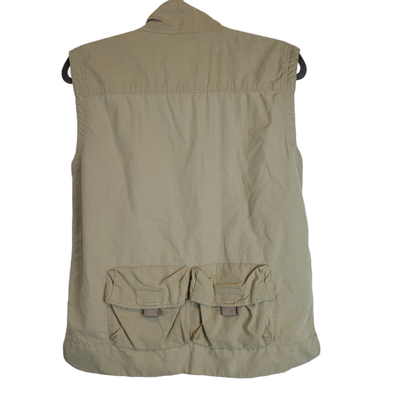 Bugle Boy Beige Khaki Tactical Vest Hunting Fishing Full Zip Cargo Pockets Sz M - Thumbnail 2