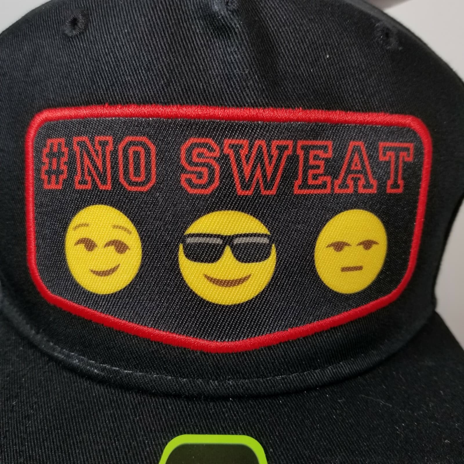 NO SWEAT Emoji Joy Pixels Ball Cap Hat Kids Youth Size OSFM Black NWT - Thumbnail 5