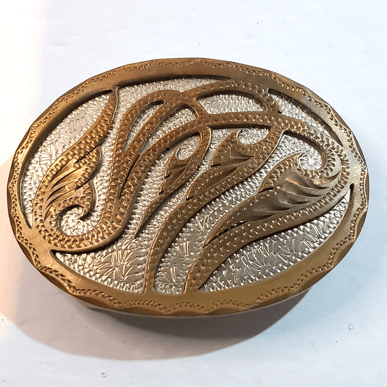 Vintage R&B Colorado Belt Buckle Hand Crafted German Silver Inlay Design 1980's