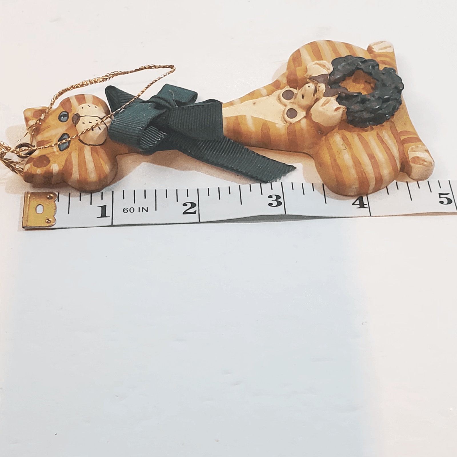 Kurt S. Adler Kandy's Folk Art Orange Tabby Kitty Cat with Mouse Ornament 4.75" - Thumbnail 5