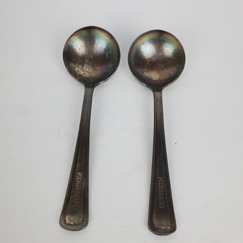 Set of 2 Vtg Albert Pick Co. Inc. Silver Plated Child's Spoon Engraved KOSHER