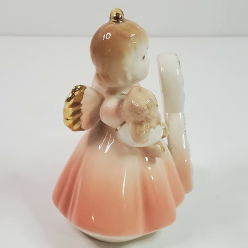 Josef Originals Angel Birthday Girl 2nd Year Ceramic Figurine Brown Eyes Bear - Thumbnail 3