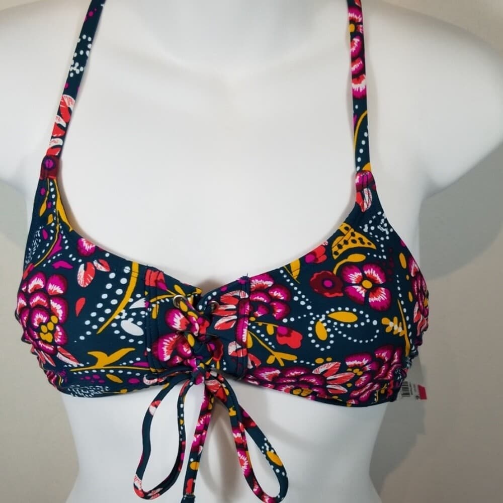 Xhilaration 2 piece Floral Swimsuit Bikini Criss Cross Back Straps Size Small - Thumbnail 2