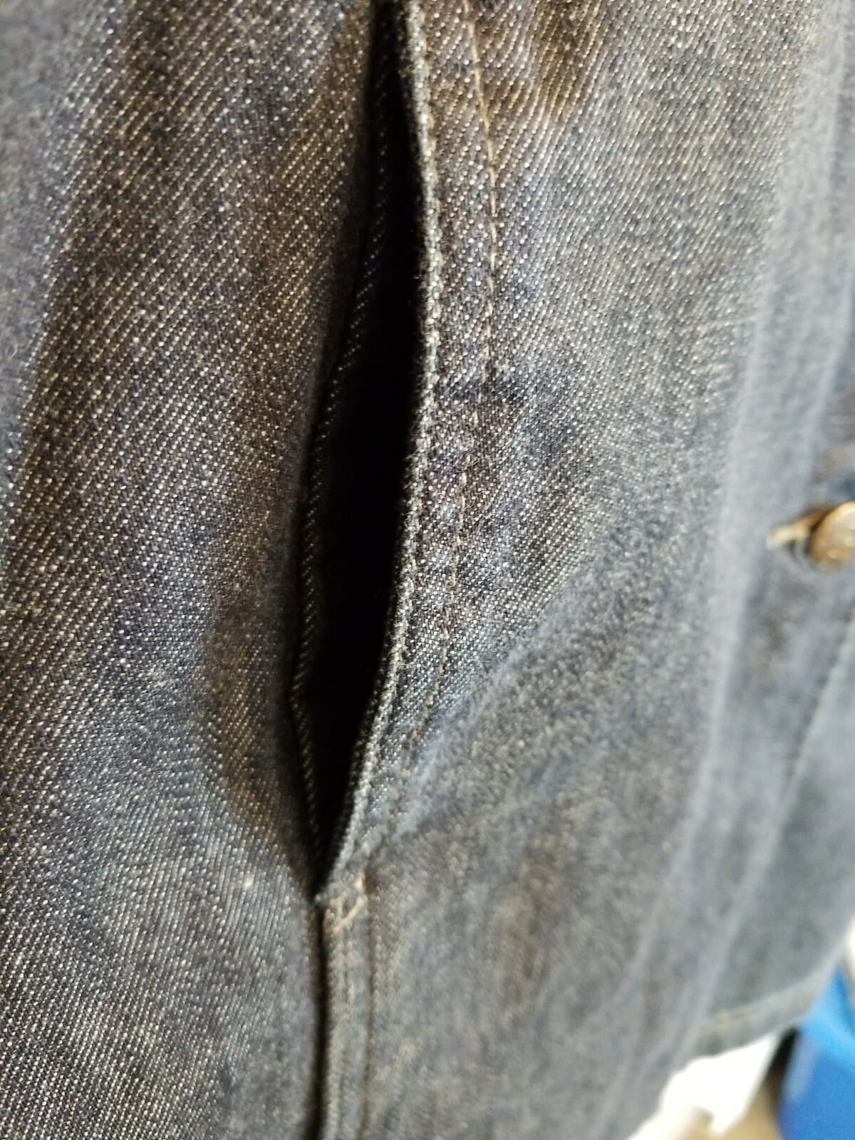 Units Dark Denim Lagenlook Coat Size Extra Large Embroidered 100% Cotton - Thumbnail 4