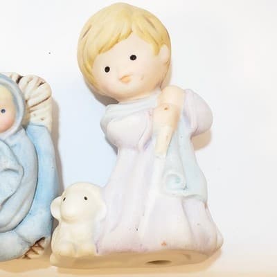 Vtg 1986 Avon Heavenly Blessings Nativity Set Of 3 Ceramic Figures Mary Jesus Jo - Thumbnail 4