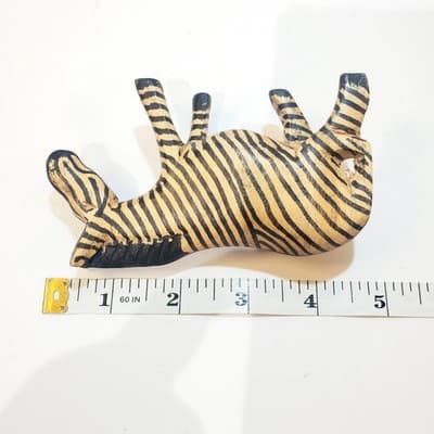 Vintage Hand-carved Wood Wooden Zebra Figurine Hand Painted Grasslands Africa - Thumbnail 6