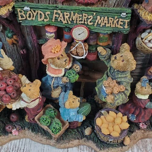 Boyds Bears Danbury Mint Farmers Market Collector Apple Shaped Clock Retired - Thumbnail 8