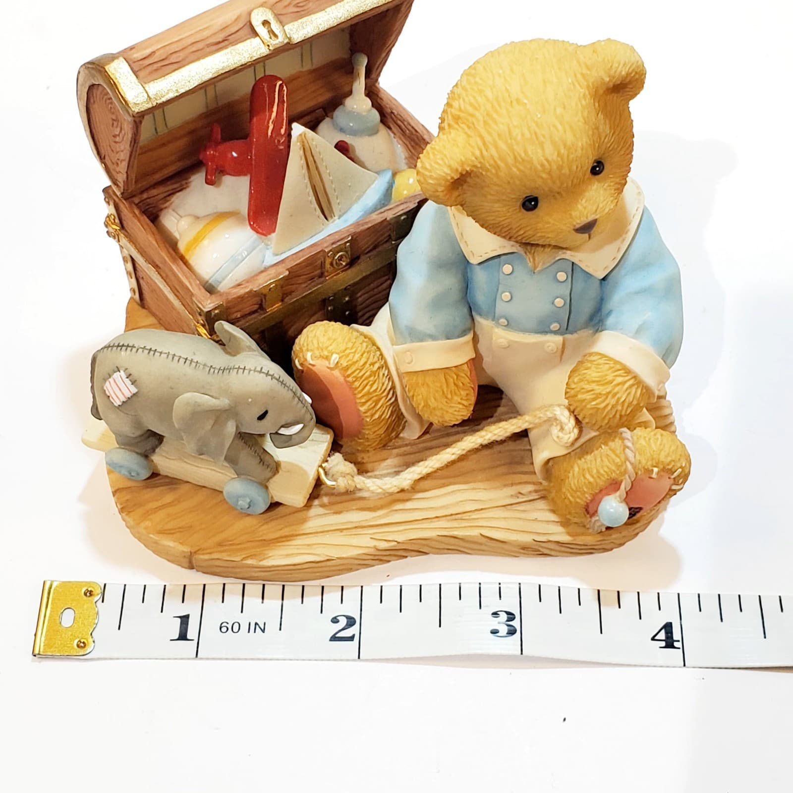 Vtg 1999 Cherished Teddies Wilfred Lifetime of Friendship Trunk Full Figurine - Thumbnail 10