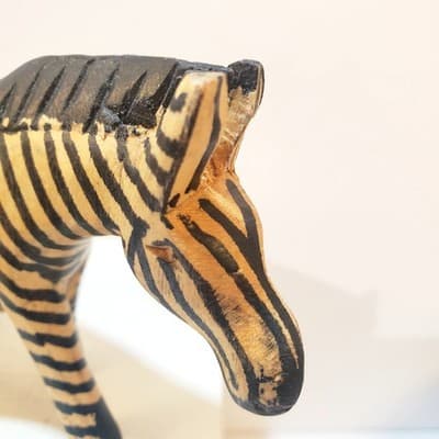 Vintage Hand-carved Wood Wooden Zebra Figurine Hand Painted Grasslands Africa - Thumbnail 2