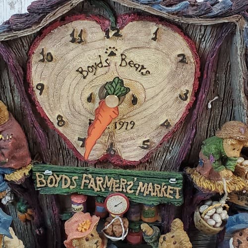 Boyds Bears Danbury Mint Farmers Market Collector Apple Shaped Clock Retired - Thumbnail 2