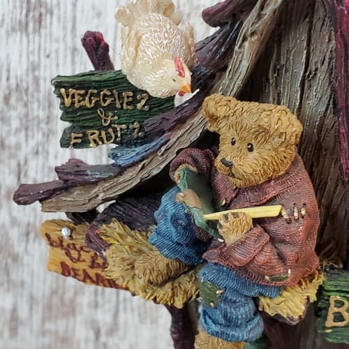 Boyds Bears Danbury Mint Farmers Market Collector Apple Shaped Clock Retired - Thumbnail 4