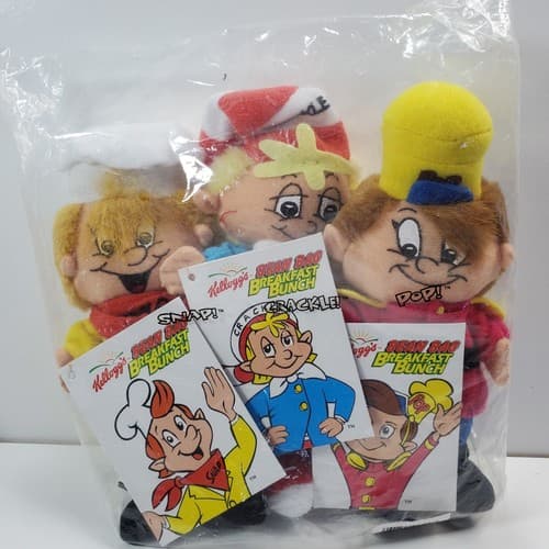 Vtg 1997 Kellogg's Bean Bag Breakfast Bunch Snap / Crackle / Pop Plush Toys