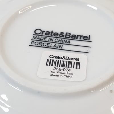 Crate And Barrel 4 Small Porcelain Appetizer Plates Red Flowers Swirl 5.125 inch - Thumbnail 5
