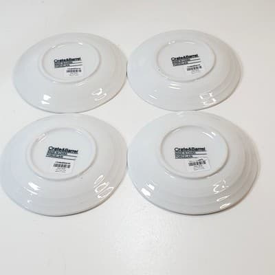 Crate And Barrel 4 Small Porcelain Appetizer Plates Red Flowers Swirl 5.125 inch - Thumbnail 4