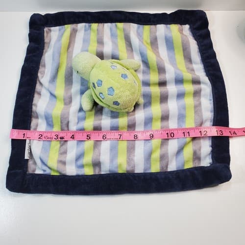 Carters Turtle Striped Lovey Security Blanket Baby Plush Soft Toy Blue Green 13" - Thumbnail 7