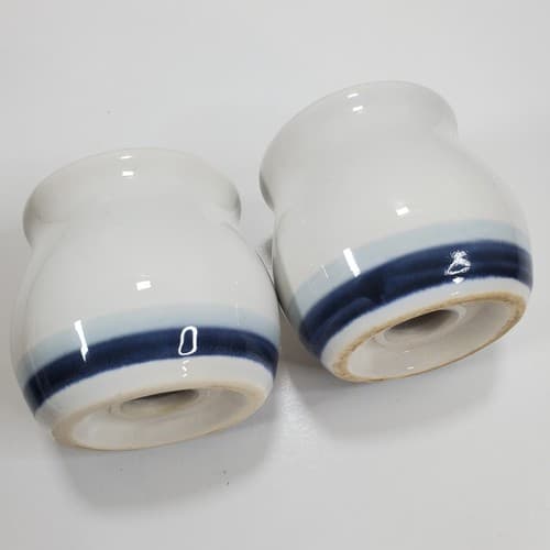 Vintage Pfaltzgraff Sky Salt & Pepper Shakers Mid Century Mod Blue White #024 - Thumbnail 3