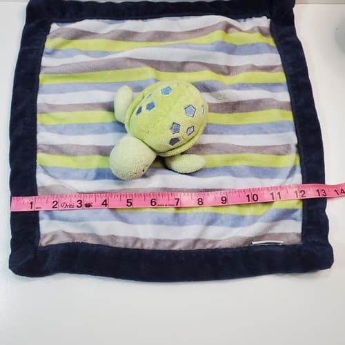 Carters Turtle Striped Lovey Security Blanket Baby Plush Soft Toy Blue Green 13" - Thumbnail 6