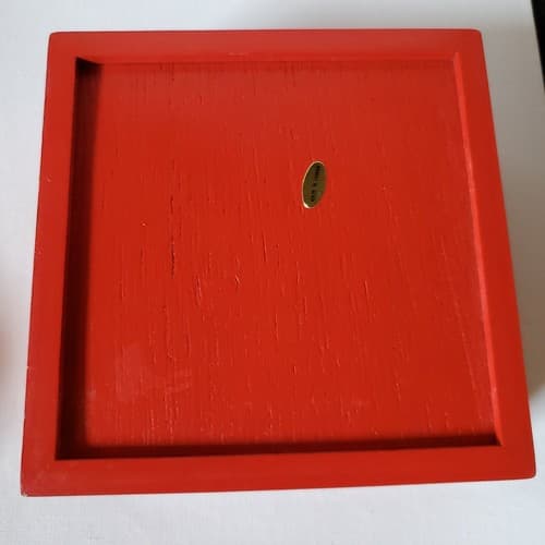 Vintage Taiwan Christmas Poinsettia Holiday Cork Back Coasters Wood Box Barware - Thumbnail 6