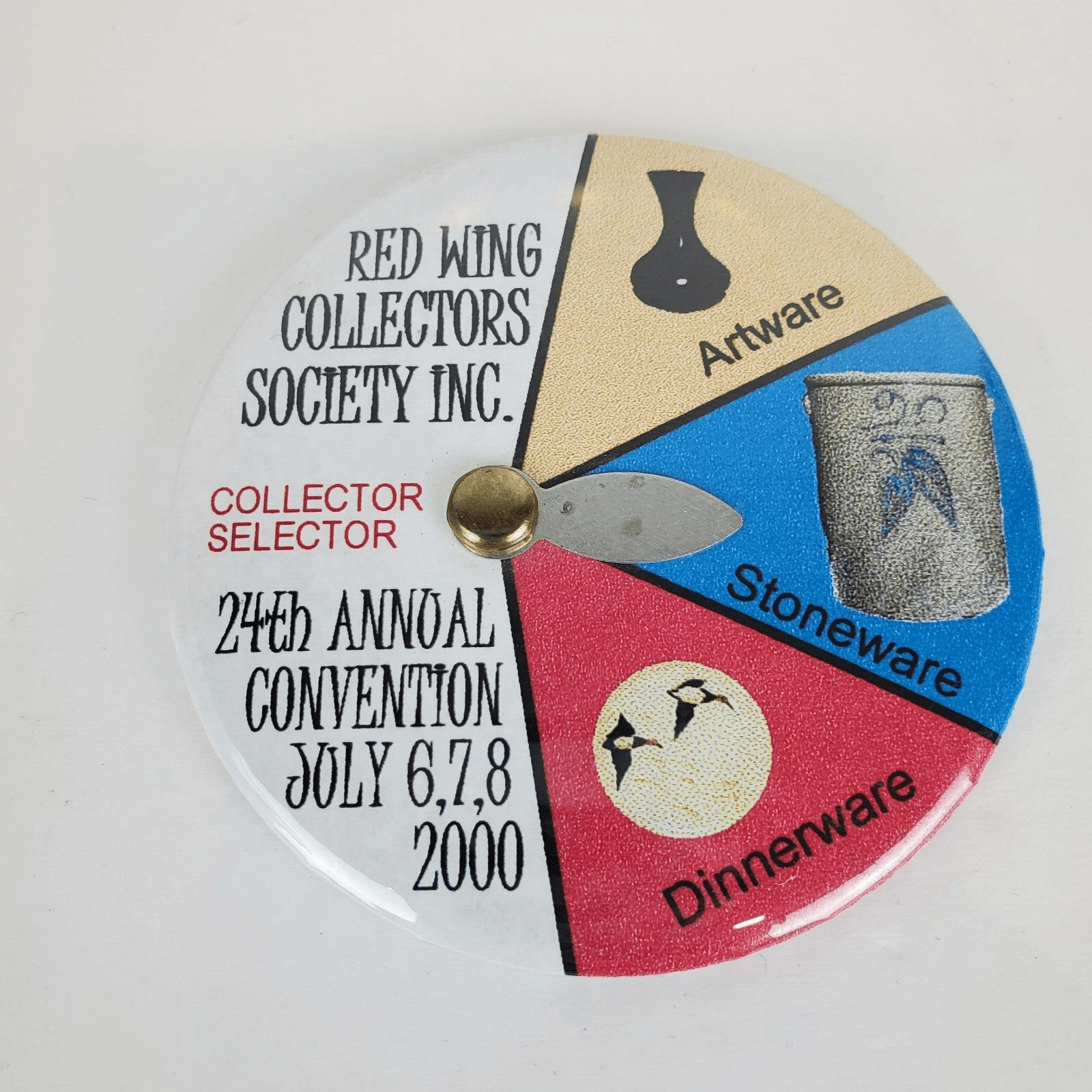 Red Wing Pottery Collectors Society 2000 Convention Selector Pinback Button