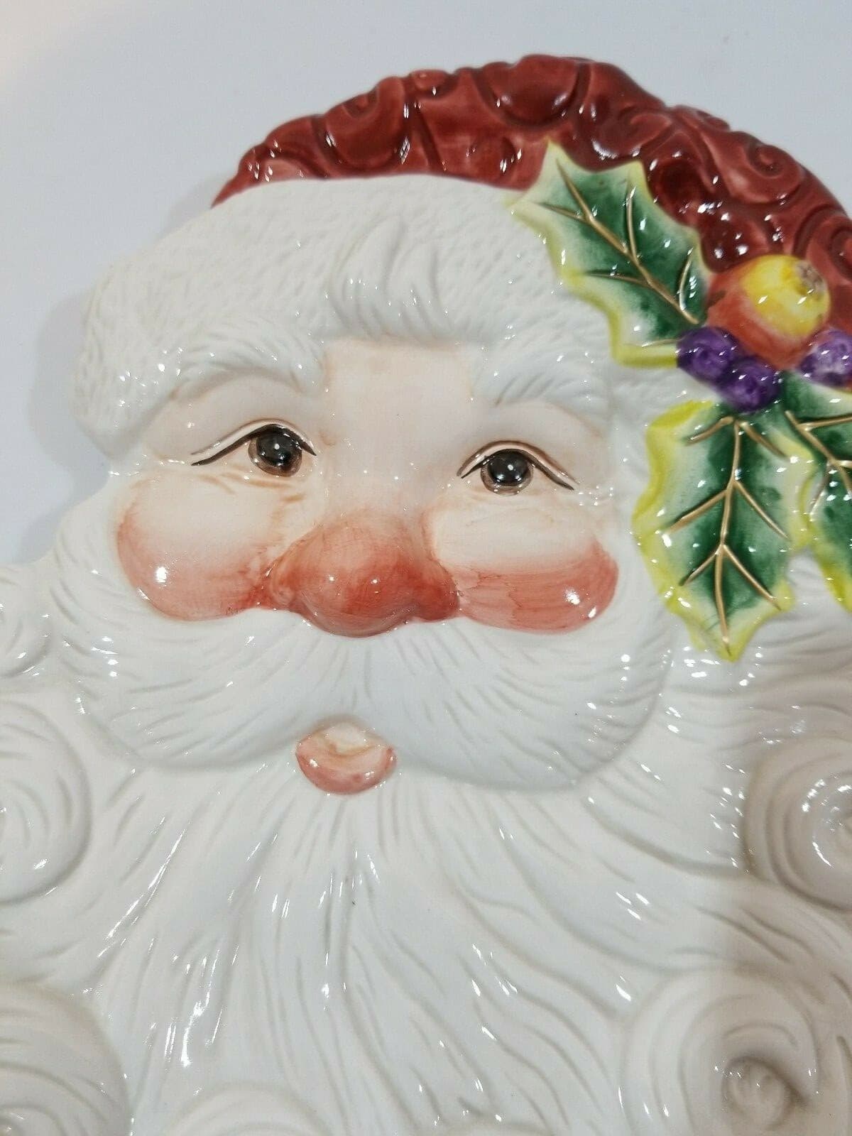 Fitz & Floyd Essentials Christmas Santa Face Canape Dish Plate Wall Decor - Thumbnail 5