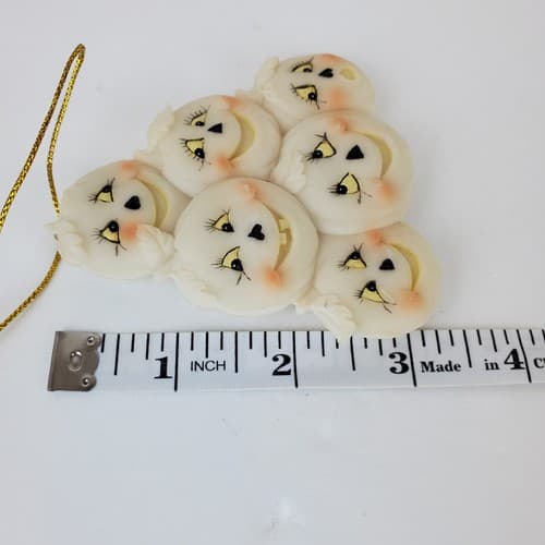 4 Vtg Witch Broom Scarecrow Pumpkin Ceramic Resin Halloween Ornaments Off White - Thumbnail 7