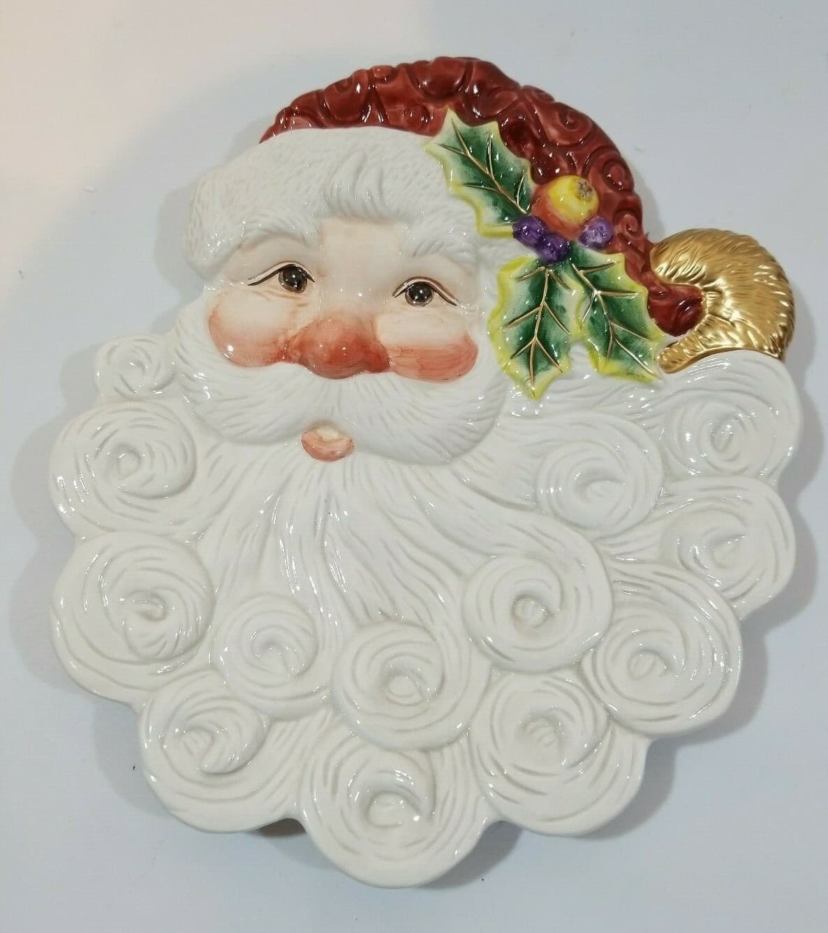 Fitz & Floyd Essentials Christmas Santa Face Canape Dish Plate Wall Decor
