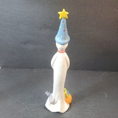 Vtg 1995 Fabri-Center Ceramic Skinny Halloween Ghost Holding Pumpkin Mice Decor - Thumbnail 4
