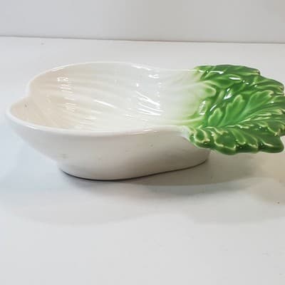 Vintage Celery Bok Choy Shaped Ceramic Bowl Dish Vegetable Decor Made In Japan - Thumbnail 4