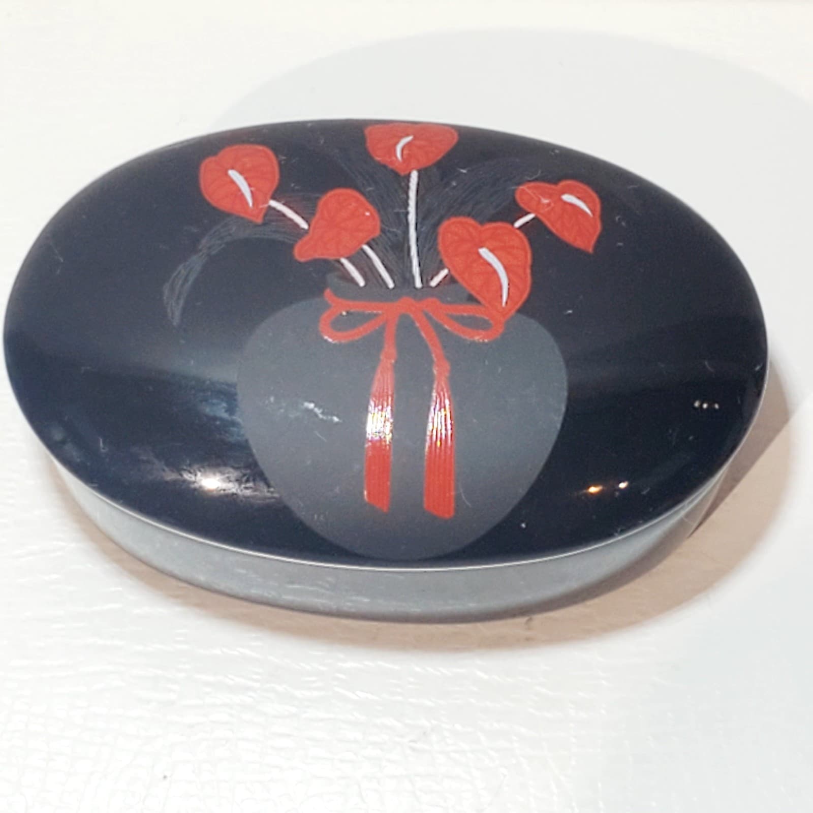 Otagiri Authurium Ceramic Trinket Box Designed by Curtis-Swann Inc Japan