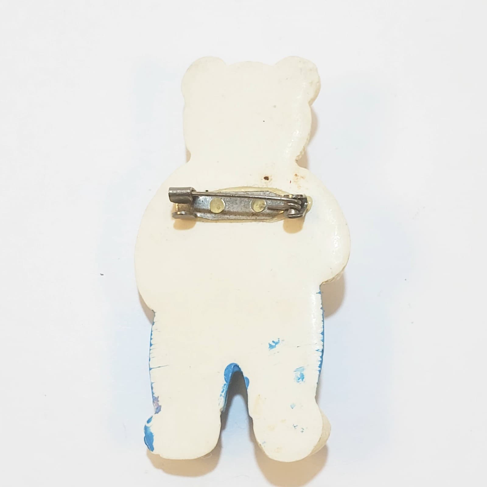 Vintage Plastic Bear Holding Ice Cream Cone Wearing Suspenders Bow Tie Pin - Thumbnail 2