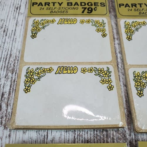 Vintage 1967 Dymo Party Name Badges Self Sticking Labels 24 Pack Lot of 4 NOS - Thumbnail 2