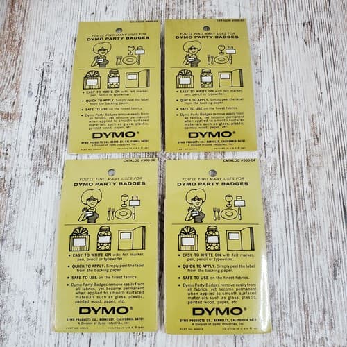 Vintage 1967 Dymo Party Name Badges Self Sticking Labels 24 Pack Lot of 4 NOS - Thumbnail 5