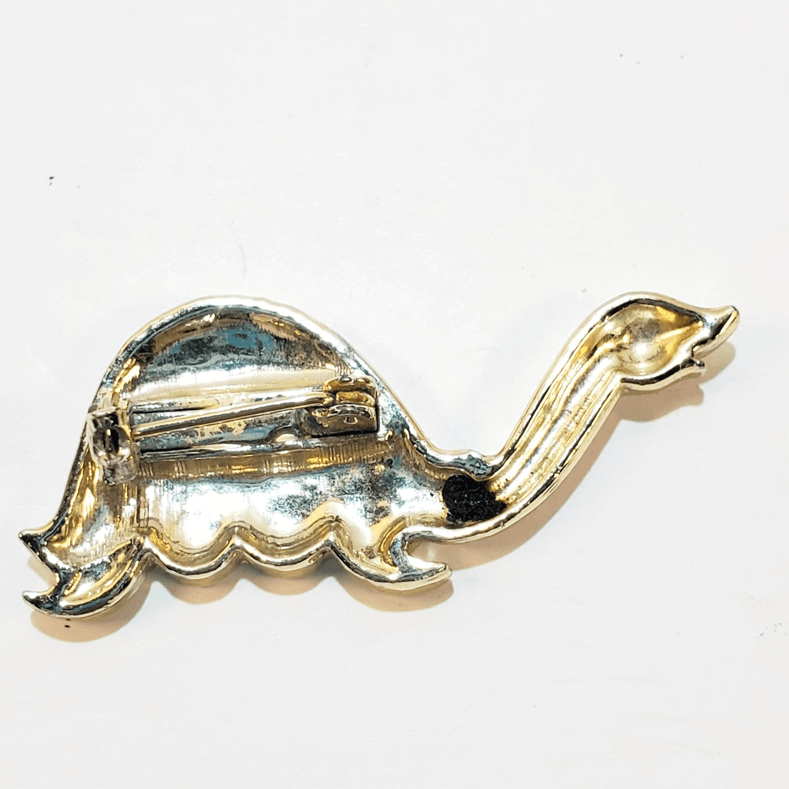Vintage Shiny Gold Tone Metal Cartoon Like Turtle Tortoise Brooch Pin - Thumbnail 2