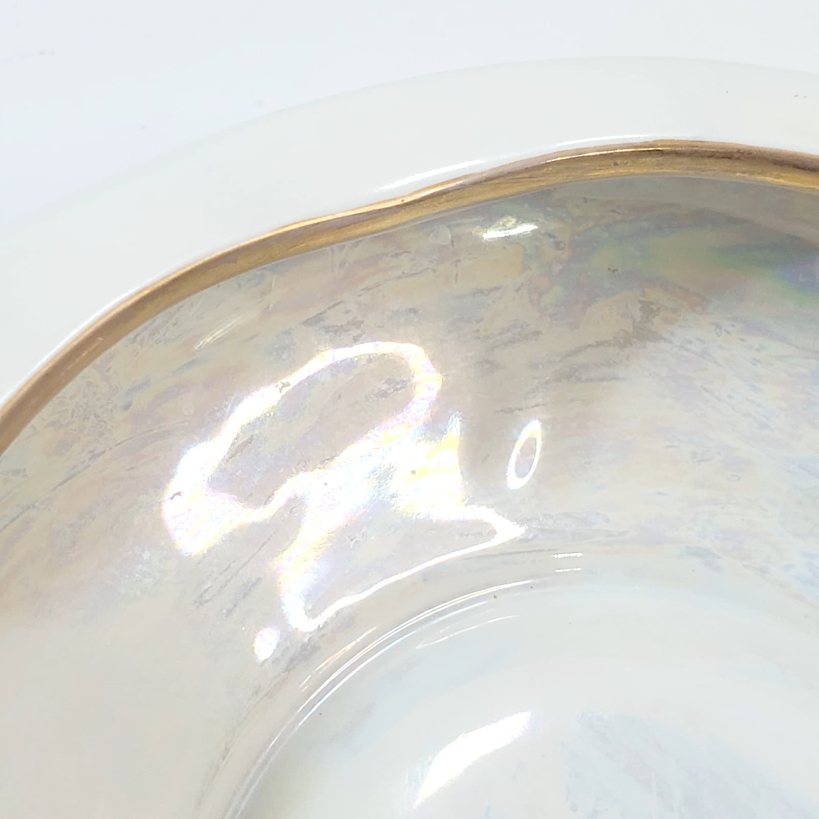 M Z Austria Antique Pearlescent Bowl 2-Handled with Gold Trim Abstract Design - Thumbnail 9