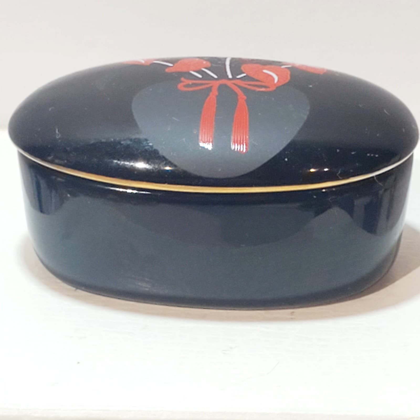 Otagiri Authurium Ceramic Trinket Box Designed by Curtis-Swann Inc Japan - Thumbnail 3